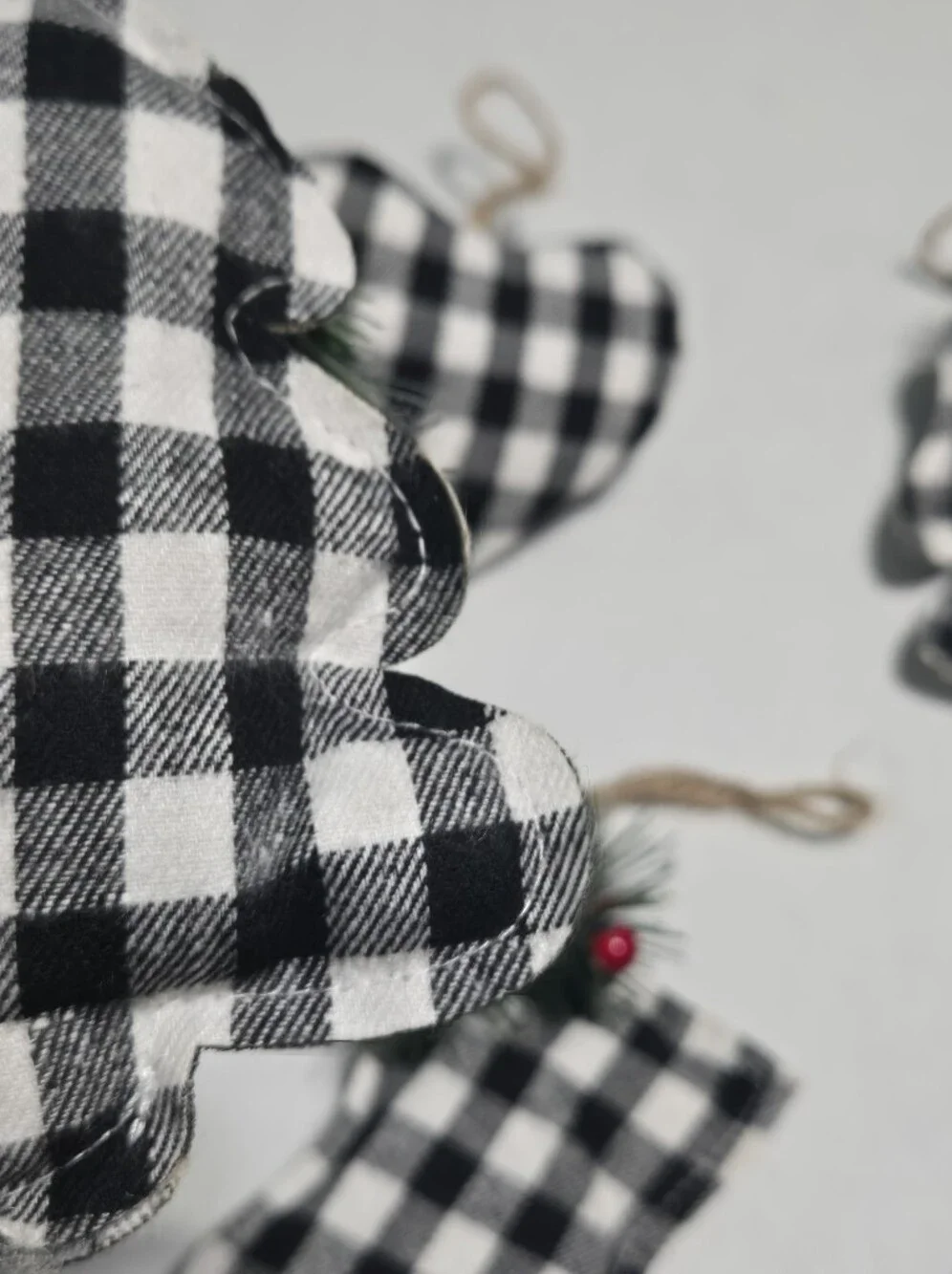 Set of 12 Holiday Style Buffalo Plaid Christmas Ornaments